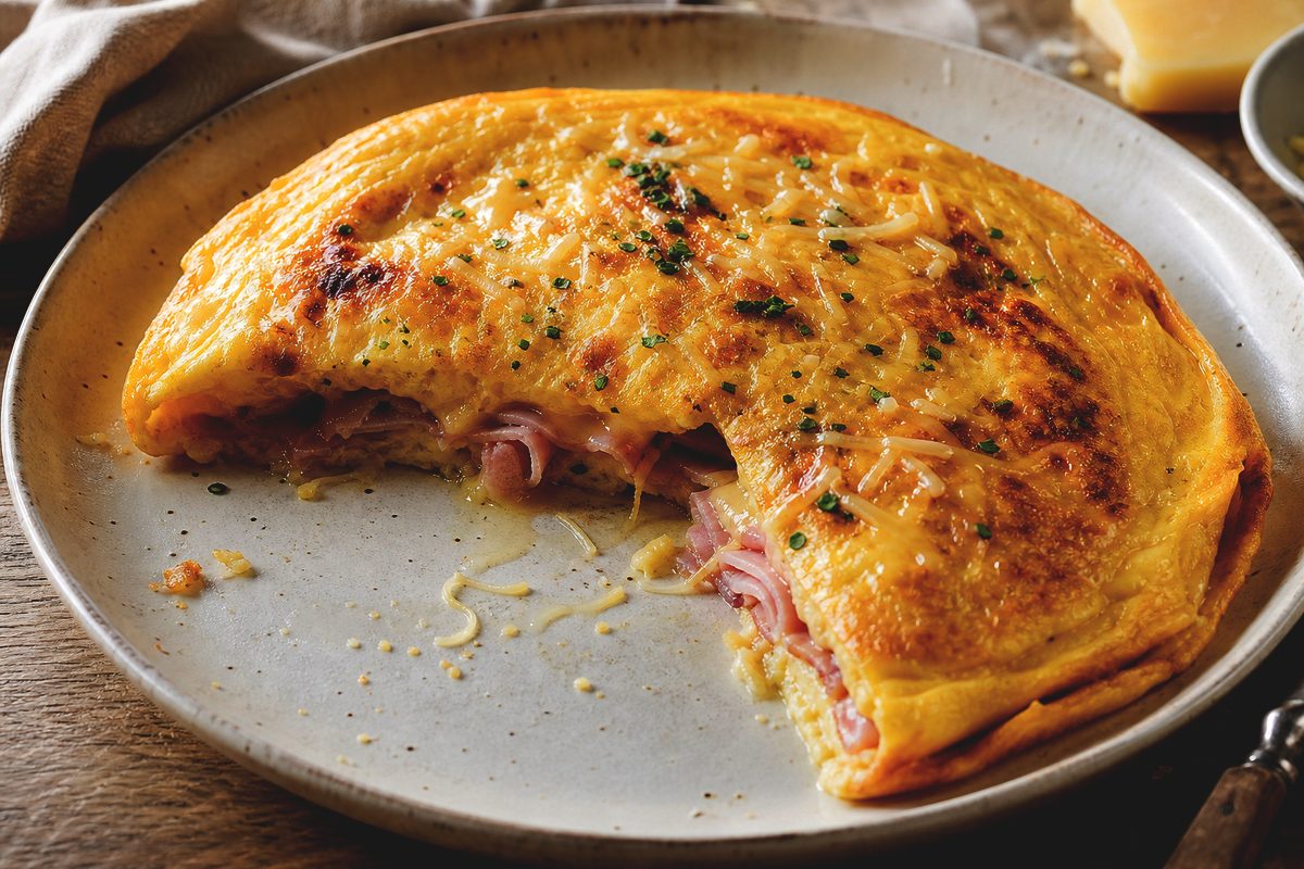 Omelette jambon-fromage